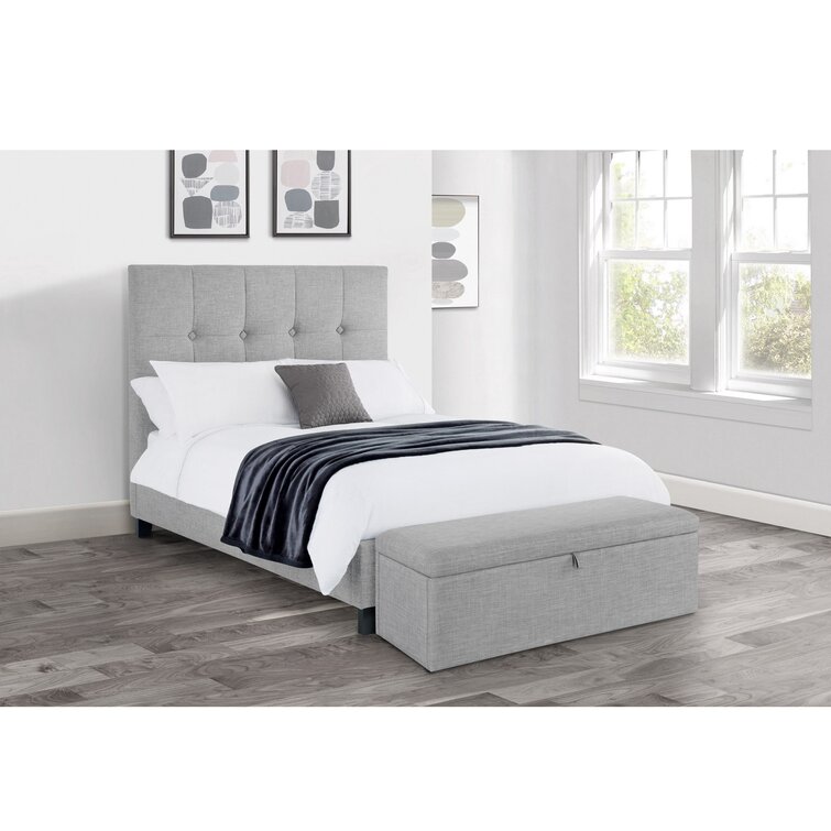 White upholstered store bed wayfair